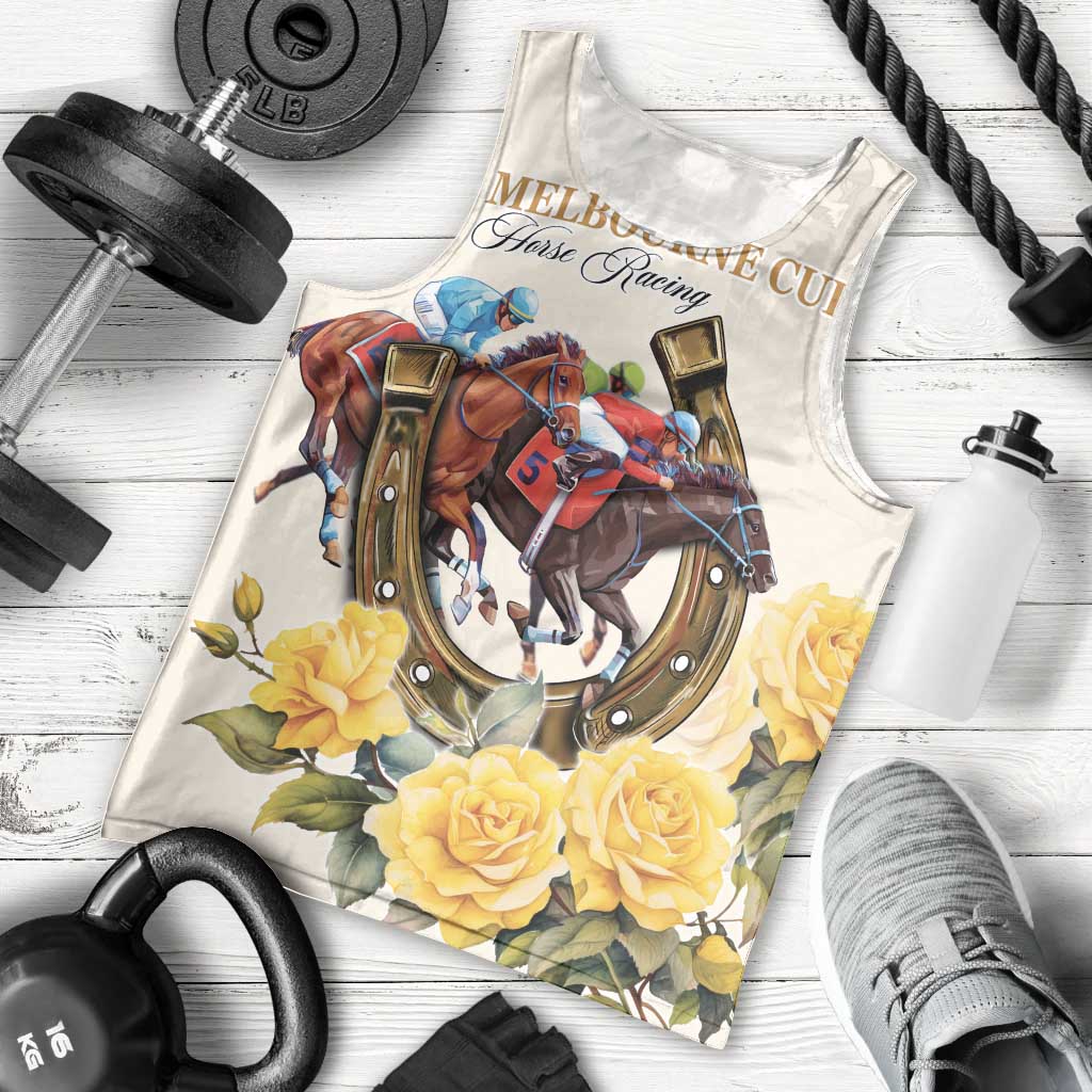 Melbourne Horse Racing Personalised Men Tank Top Australian Horse With Yellow Roses