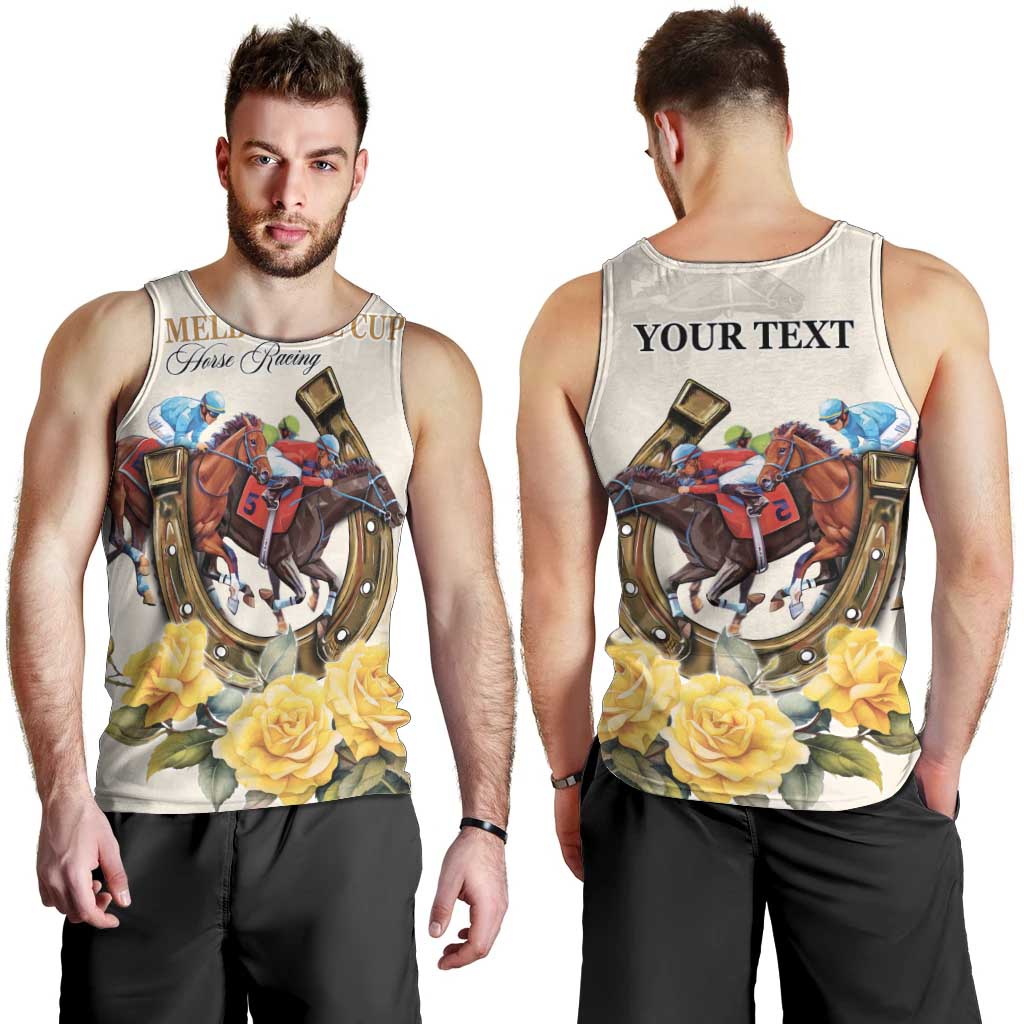 Melbourne Horse Racing Personalised Men Tank Top Australian Horse With Yellow Roses