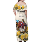 Melbourne Horse Racing Personalised Off Shoulder Maxi Dress Australian Horse With Yellow Roses
