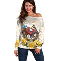 Melbourne Horse Racing Personalised Off Shoulder Sweater Australian Horse With Yellow Roses