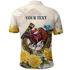 Melbourne Horse Racing Personalised Polo Shirt Australian Horse With Yellow Roses