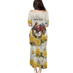 Melbourne Horse Racing Personalised Puletasi Australian Horse With Yellow Roses