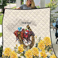 Melbourne Horse Racing Personalised Quilt Australian Horse With Yellow Roses
