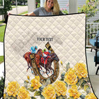 Melbourne Horse Racing Personalised Quilt Australian Horse With Yellow Roses