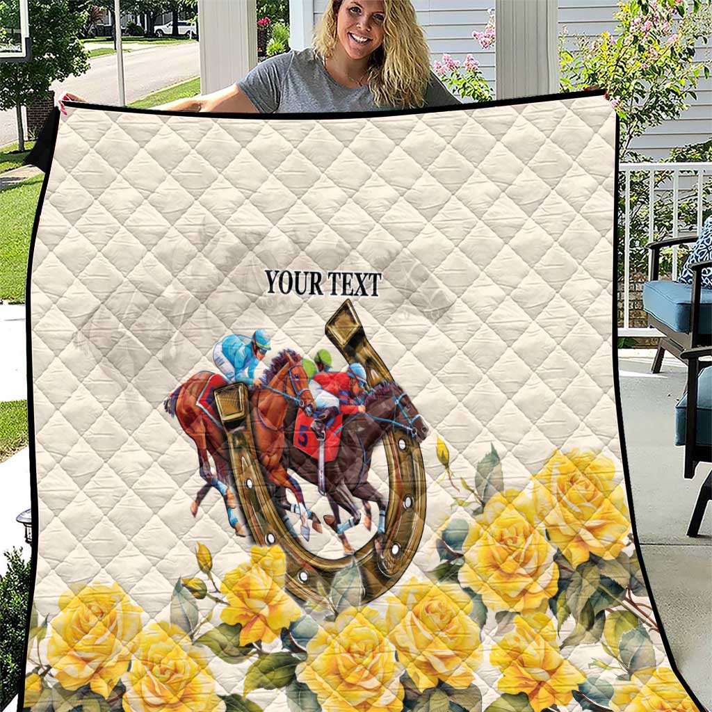 Melbourne Horse Racing Personalised Quilt Australian Horse With Yellow Roses