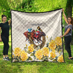 Melbourne Horse Racing Personalised Quilt Australian Horse With Yellow Roses