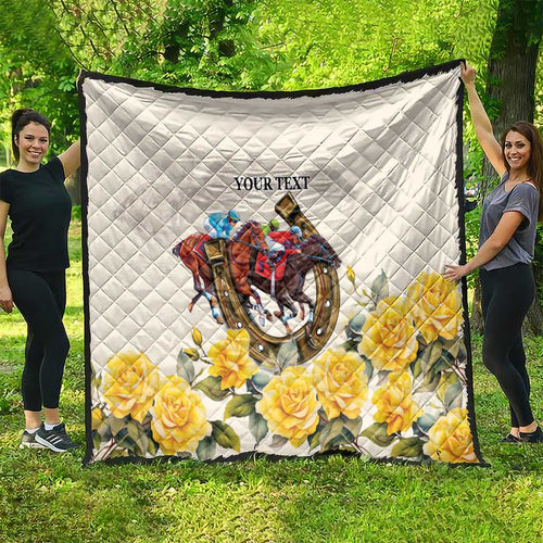 Melbourne Horse Racing Personalised Quilt Australian Horse With Yellow Roses