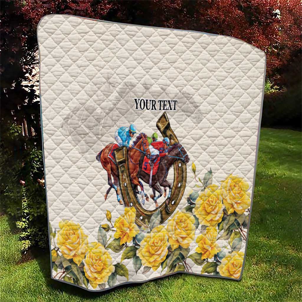 Melbourne Horse Racing Personalised Quilt Australian Horse With Yellow Roses