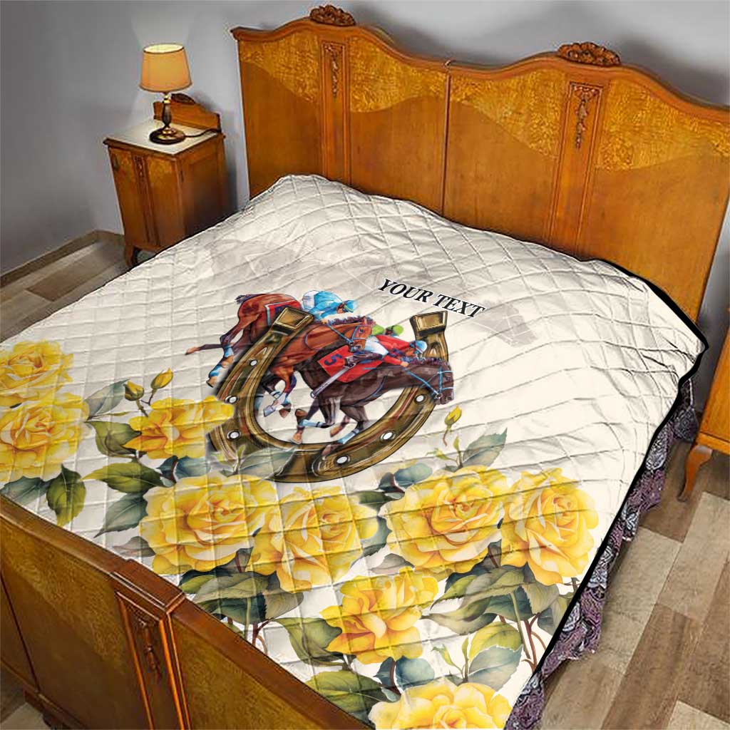 Melbourne Horse Racing Personalised Quilt Australian Horse With Yellow Roses