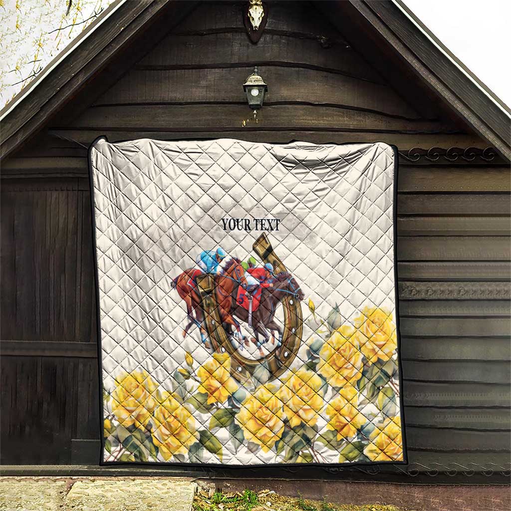 Melbourne Horse Racing Personalised Quilt Australian Horse With Yellow Roses