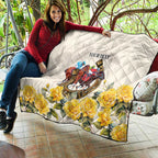 Melbourne Horse Racing Personalised Quilt Australian Horse With Yellow Roses