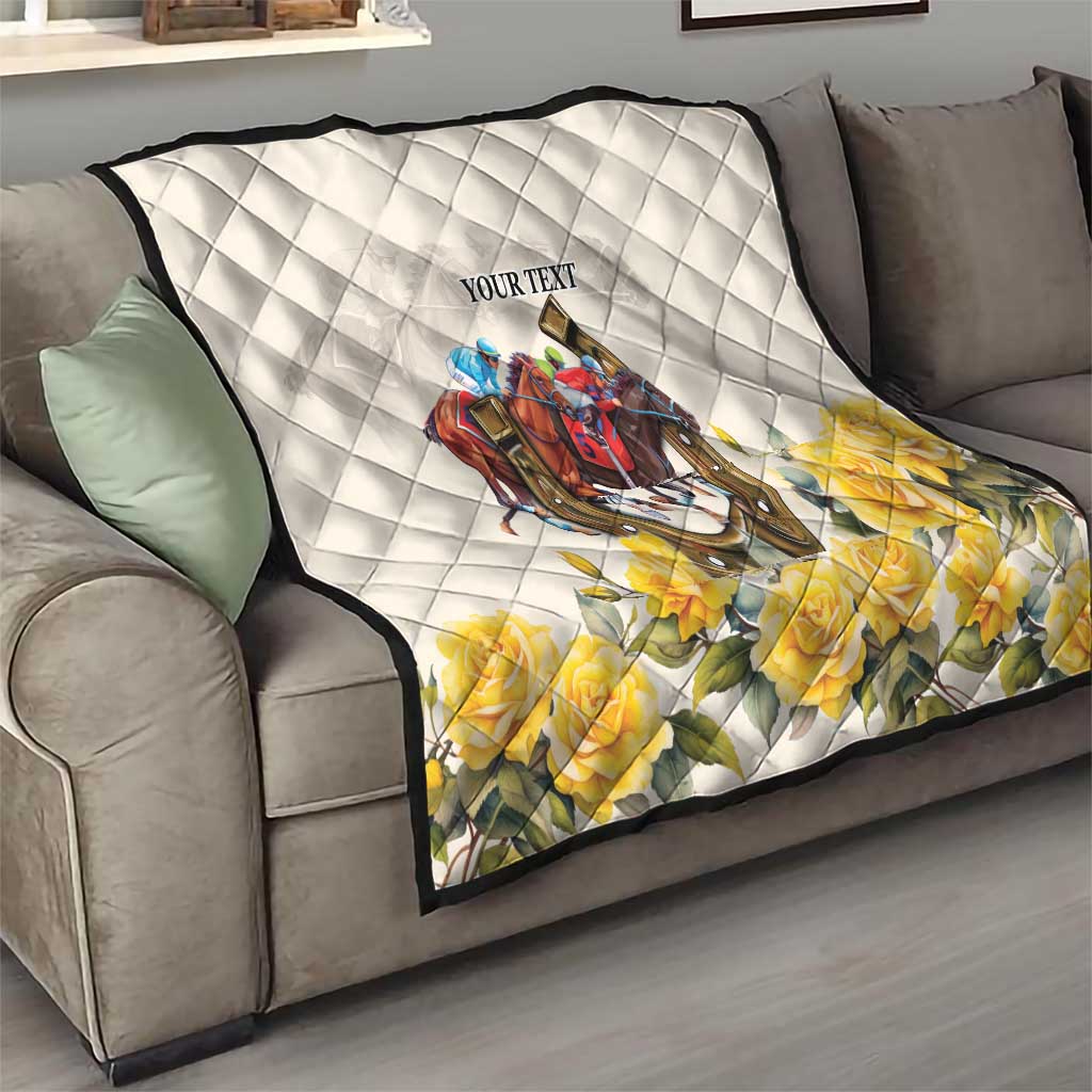 Melbourne Horse Racing Personalised Quilt Australian Horse With Yellow Roses