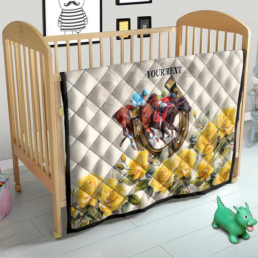 Melbourne Horse Racing Personalised Quilt Australian Horse With Yellow Roses