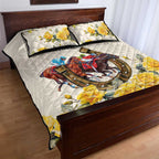 Melbourne Horse Racing Personalised Quilt Bed Set Australian Horse With Yellow Roses