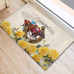 Melbourne Horse Racing Personalised Rubber Doormat Australian Horse With Yellow Roses