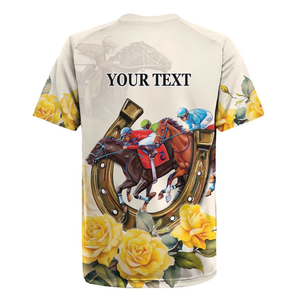 Melbourne Horse Racing Personalised Rugby Jersey Australian Horse With Yellow Roses