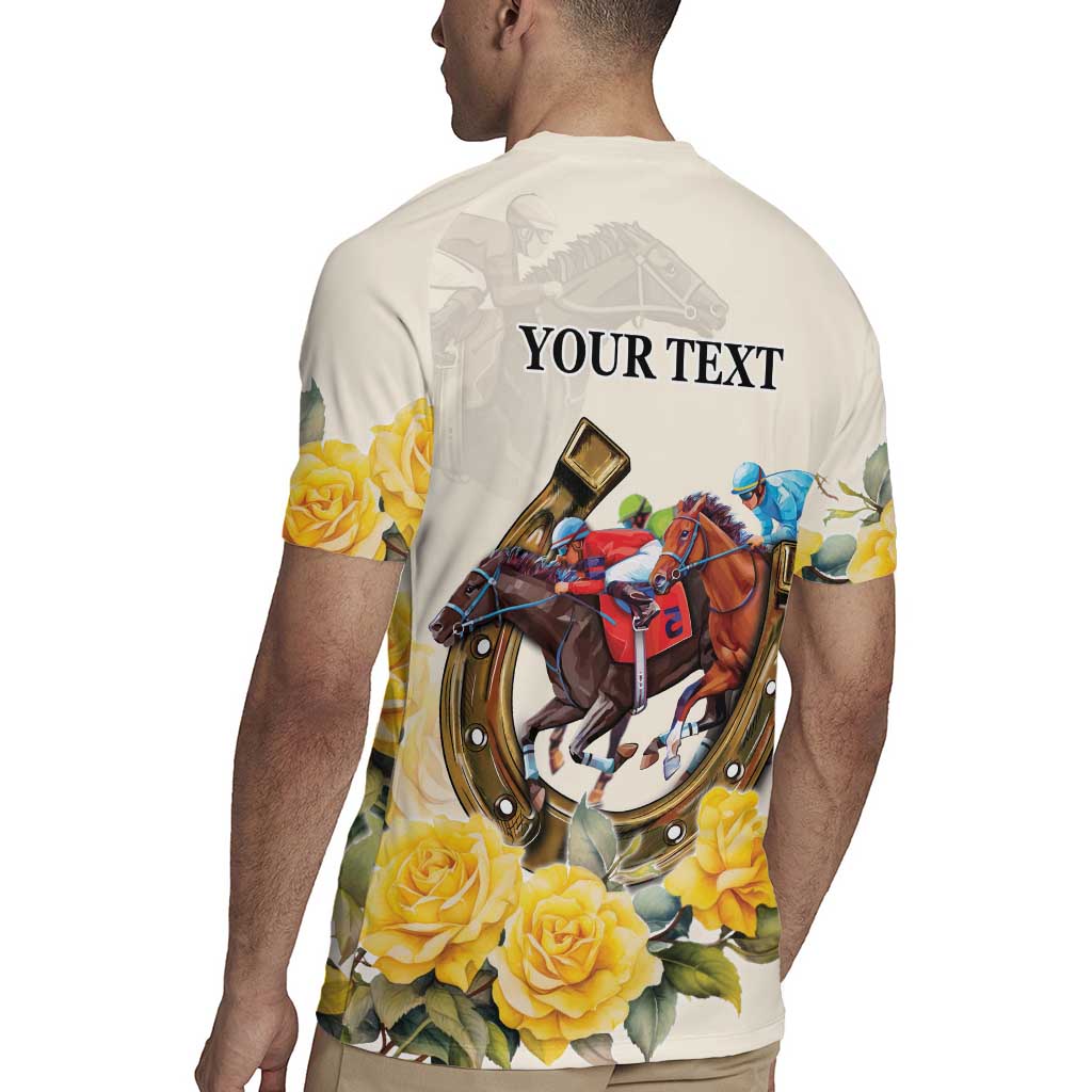 Melbourne Horse Racing Personalised Rugby Jersey Australian Horse With Yellow Roses