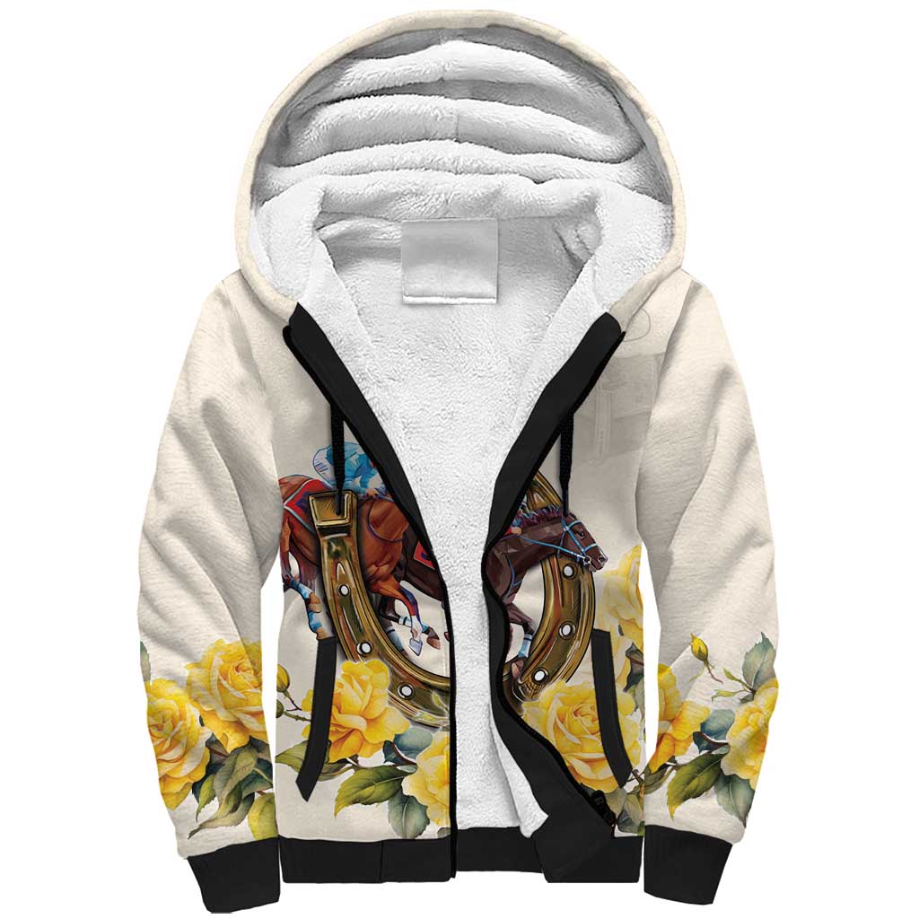 Melbourne Horse Racing Personalised Sherpa Hoodie Australian Horse With Yellow Roses