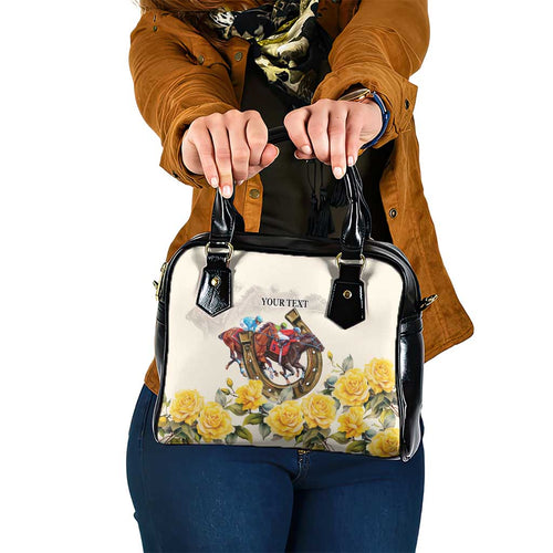 Melbourne Horse Racing Personalised Shoulder Handbag Australian Horse With Yellow Roses