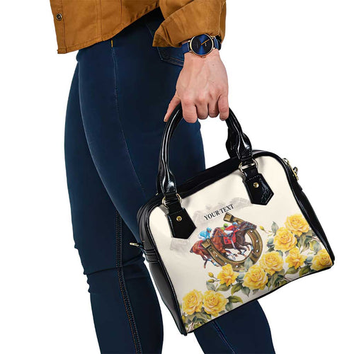 Melbourne Horse Racing Personalised Shoulder Handbag Australian Horse With Yellow Roses