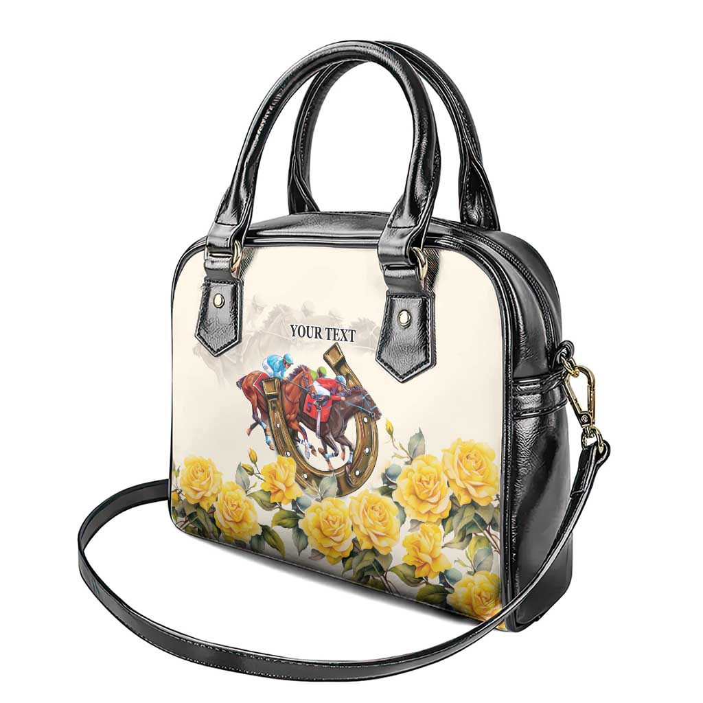 Melbourne Horse Racing Personalised Shoulder Handbag Australian Horse With Yellow Roses