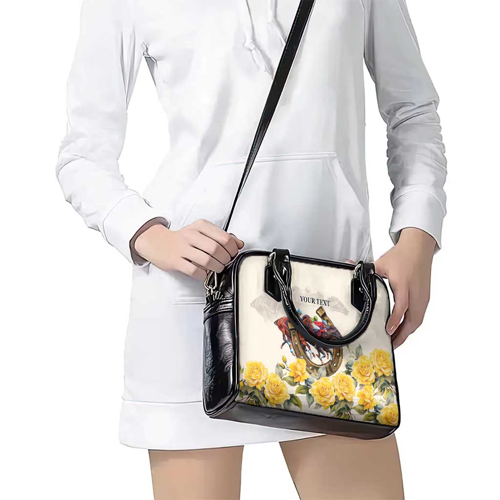 Melbourne Horse Racing Personalised Shoulder Handbag Australian Horse With Yellow Roses