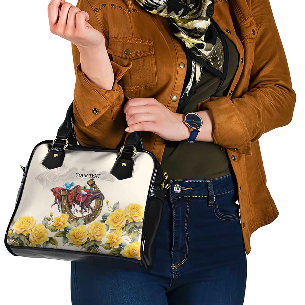 Melbourne Horse Racing Personalised Shoulder Handbag Australian Horse With Yellow Roses
