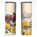 Melbourne Horse Racing Personalised Skinny Tumbler Australian Horse With Yellow Roses