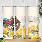 Melbourne Horse Racing Personalised Skinny Tumbler Australian Horse With Yellow Roses