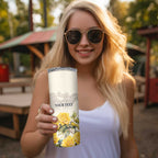 Melbourne Horse Racing Personalised Skinny Tumbler Australian Horse With Yellow Roses