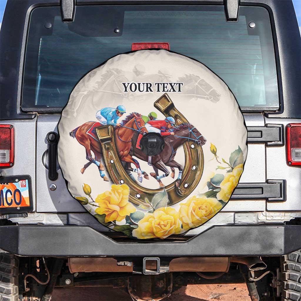 Melbourne Horse Racing Personalised Spare Tire Cover Australian Horse With Yellow Roses
