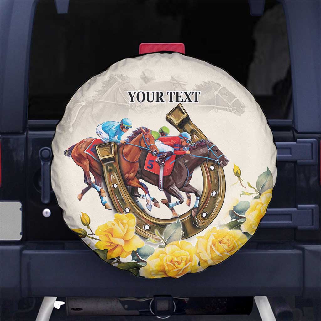 Melbourne Horse Racing Personalised Spare Tire Cover Australian Horse With Yellow Roses