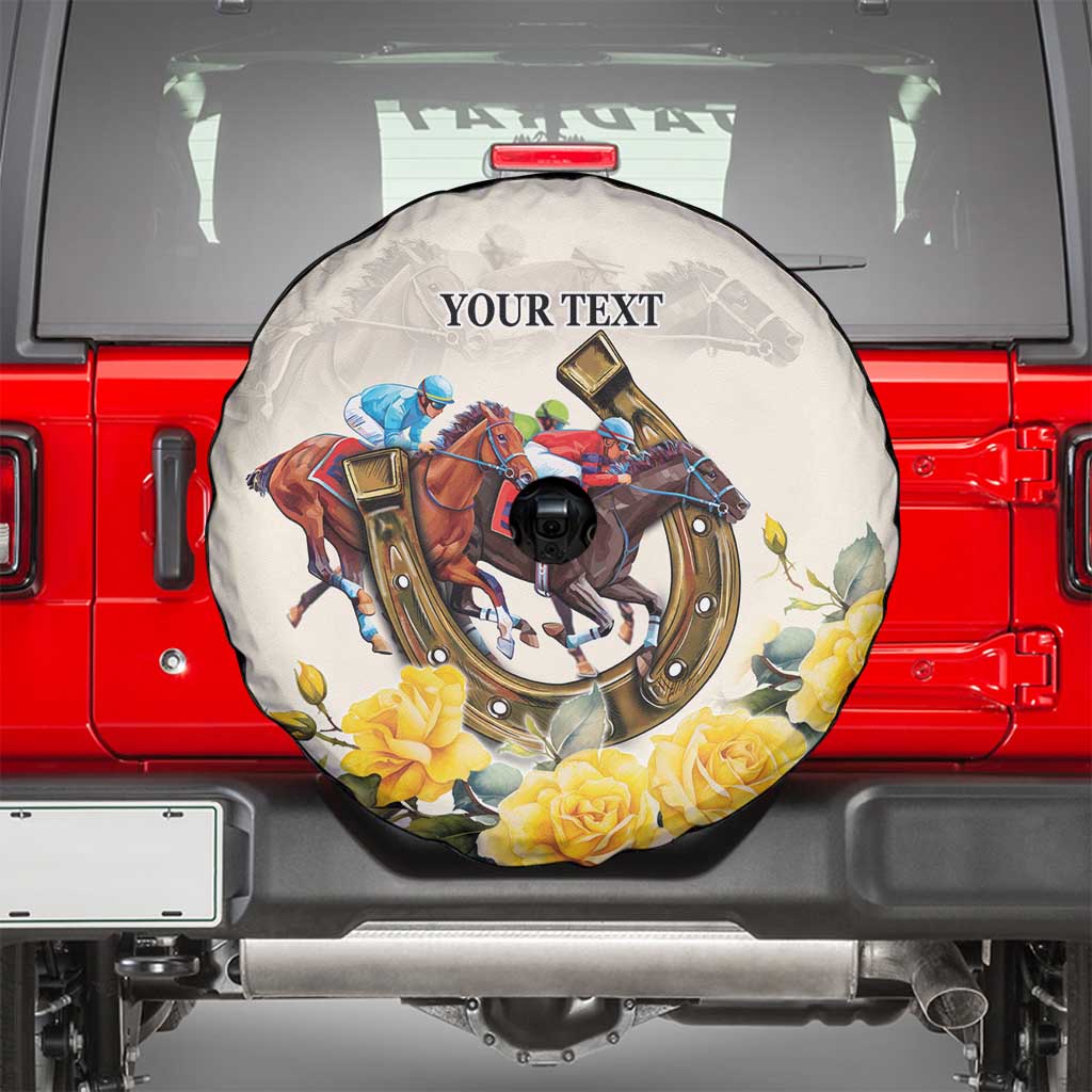 Melbourne Horse Racing Personalised Spare Tire Cover Australian Horse With Yellow Roses