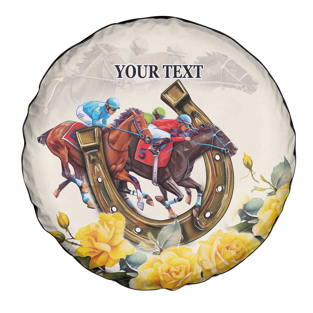 Melbourne Horse Racing Personalised Spare Tire Cover Australian Horse With Yellow Roses