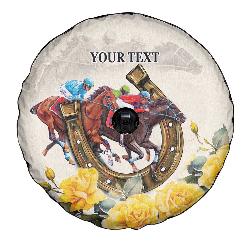 Melbourne Horse Racing Personalised Spare Tire Cover Australian Horse With Yellow Roses