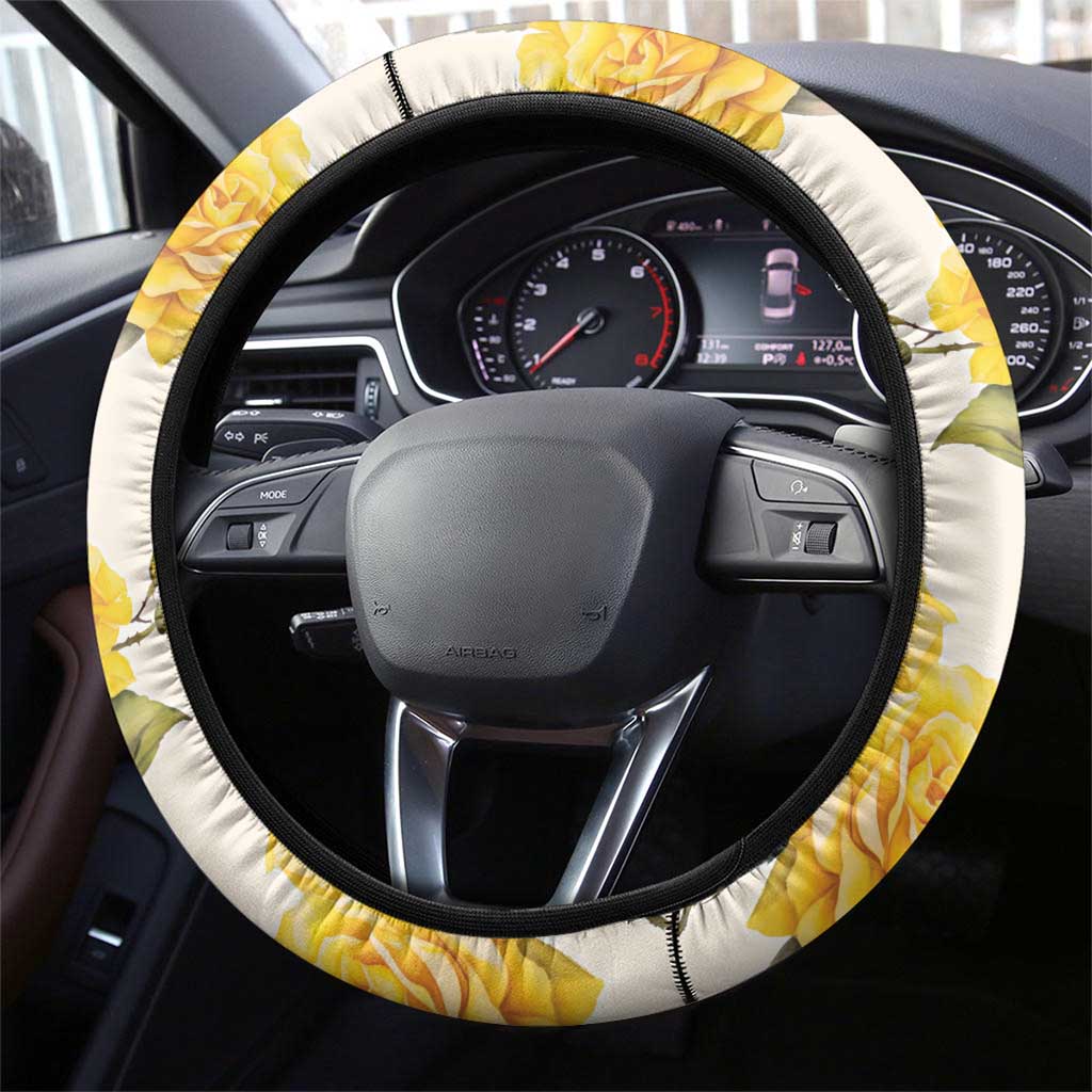 Melbourne Horse Racing Personalised Steering Wheel Cover Australian Horse With Yellow Roses