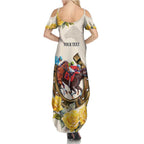 Melbourne Horse Racing Personalised Summer Maxi Dress Australian Horse With Yellow Roses