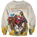 Melbourne Horse Racing Personalised Sweatshirt Australian Horse With Yellow Roses