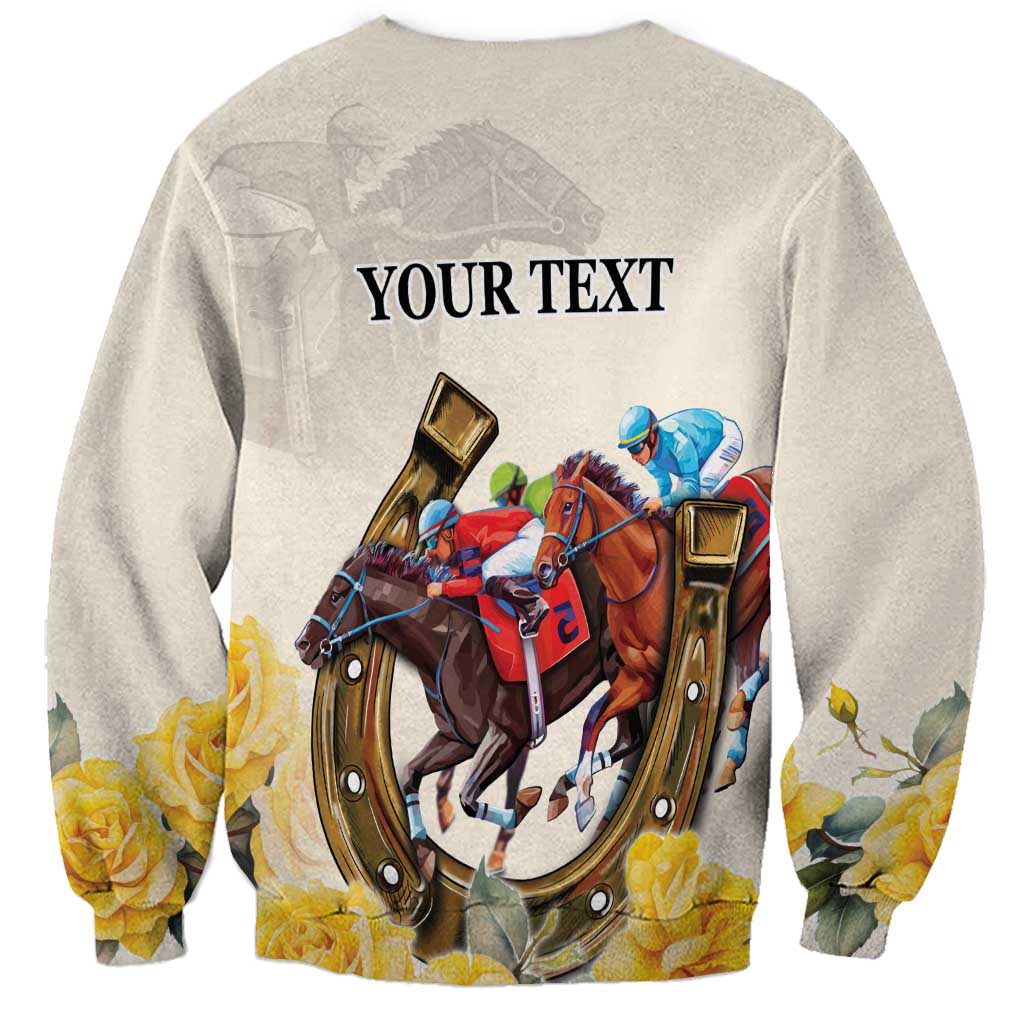 Melbourne Horse Racing Personalised Sweatshirt Australian Horse With Yellow Roses