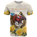 Melbourne Horse Racing Personalised T Shirt Australian Horse With Yellow Roses