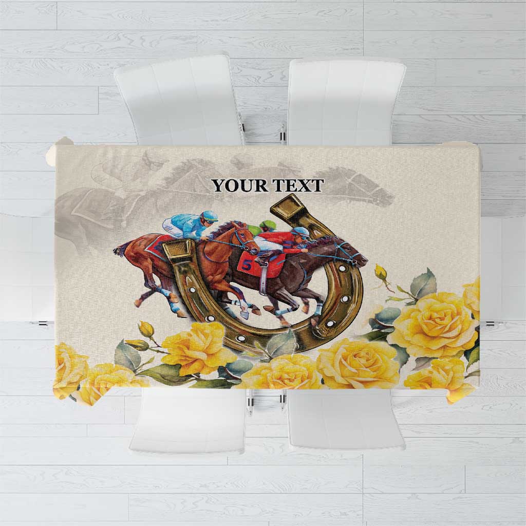 Melbourne Horse Racing Personalised Tablecloth Australian Horse With Yellow Roses