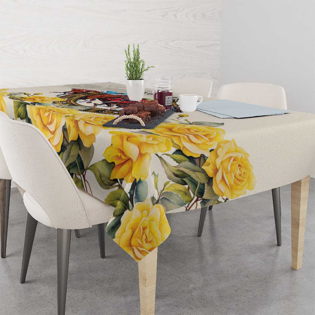 Melbourne Horse Racing Personalised Tablecloth Australian Horse With Yellow Roses