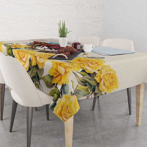 Melbourne Horse Racing Personalised Tablecloth Australian Horse With Yellow Roses