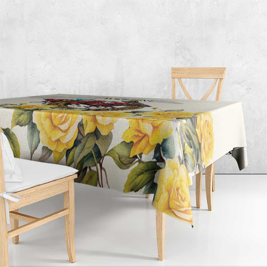 Melbourne Horse Racing Personalised Tablecloth Australian Horse With Yellow Roses