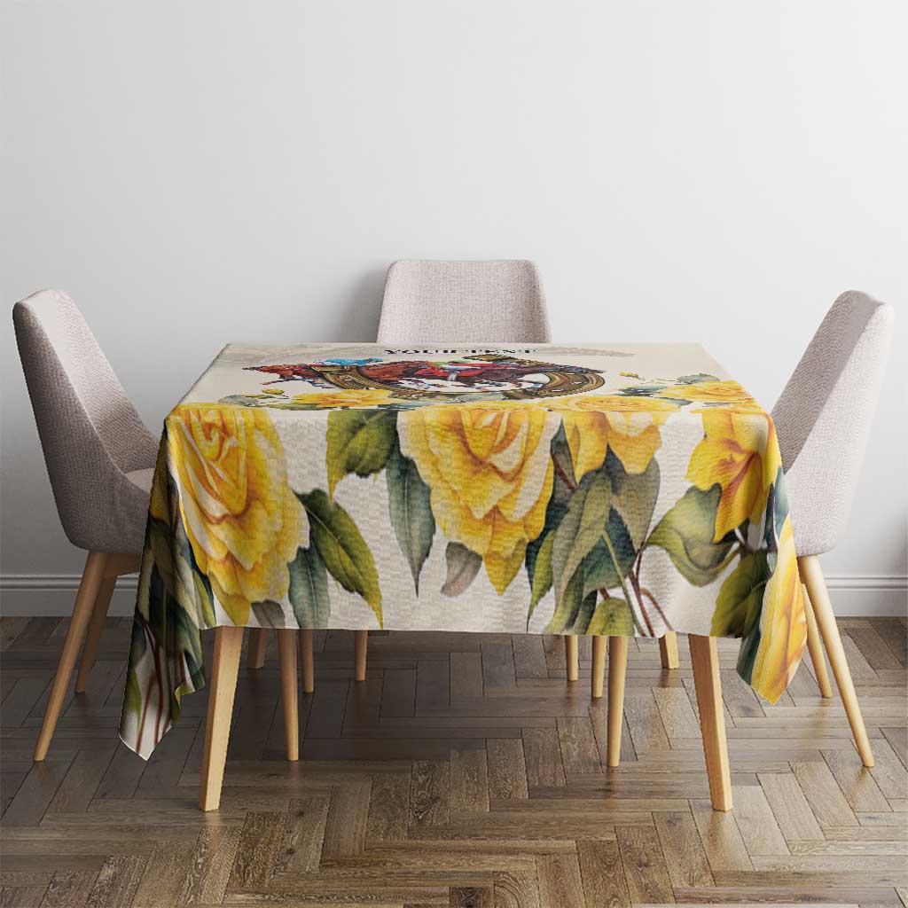Melbourne Horse Racing Personalised Tablecloth Australian Horse With Yellow Roses