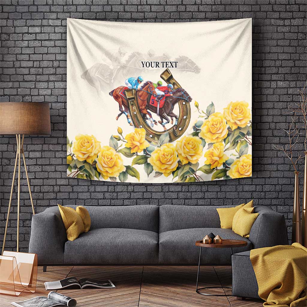 Melbourne Horse Racing Personalised Tapestry Australian Horse With Yellow Roses