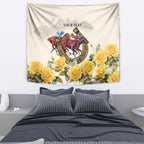 Melbourne Horse Racing Personalised Tapestry Australian Horse With Yellow Roses