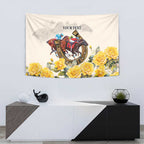Melbourne Horse Racing Personalised Tapestry Australian Horse With Yellow Roses
