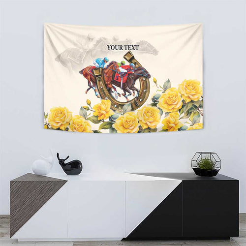 Melbourne Horse Racing Personalised Tapestry Australian Horse With Yellow Roses