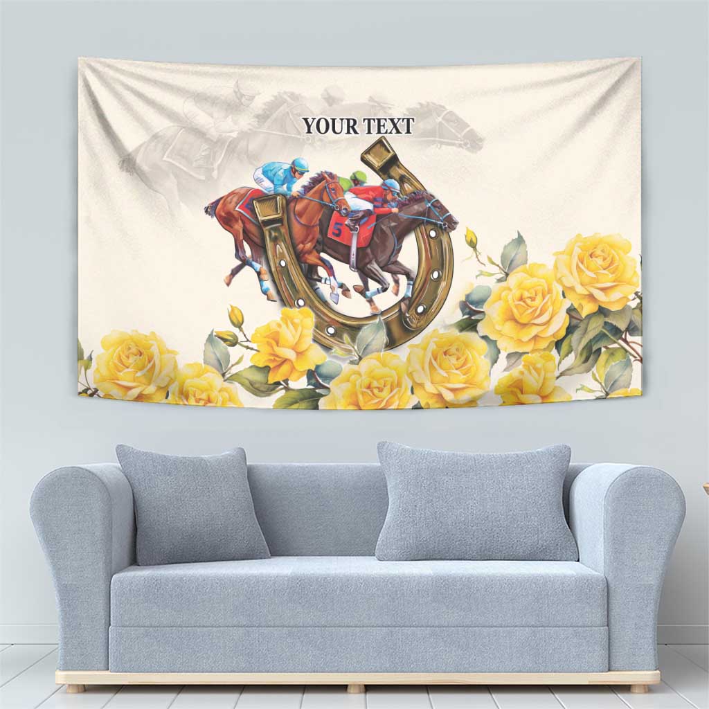 Melbourne Horse Racing Personalised Tapestry Australian Horse With Yellow Roses